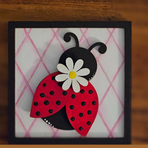 4 inch square lady bug sign with Daisy DIY Kit