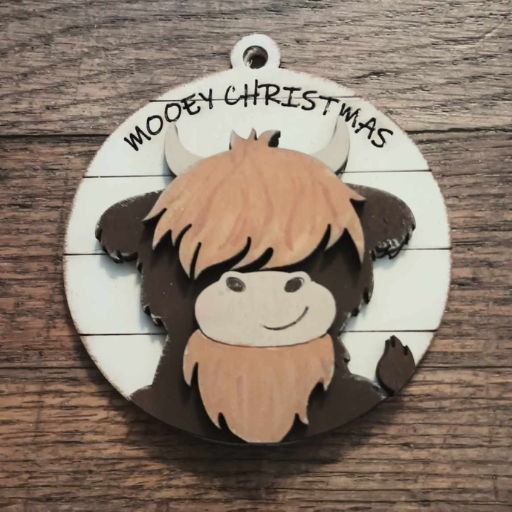 Highland Cow "Mooey Christmas" Ornament DIY Kit