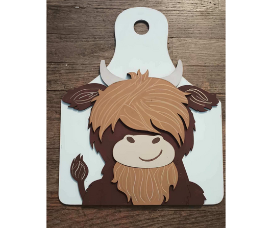 16" Highland Cow Tag Doorhanger