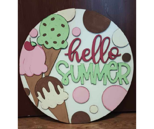 16" Hello Summer Ice Cream Doorhanger