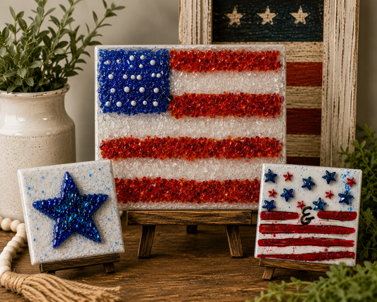 🇺🇸 June 23rd Patriotic Crushed Glass & Resin Block Trio Workshop 🇺🇸